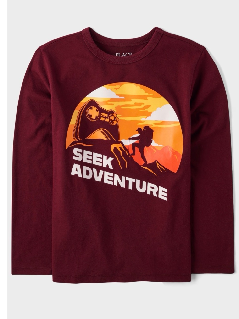 Place Boys' Maroon 'Seek Adventure' Graphic Long Sleeve Tee
